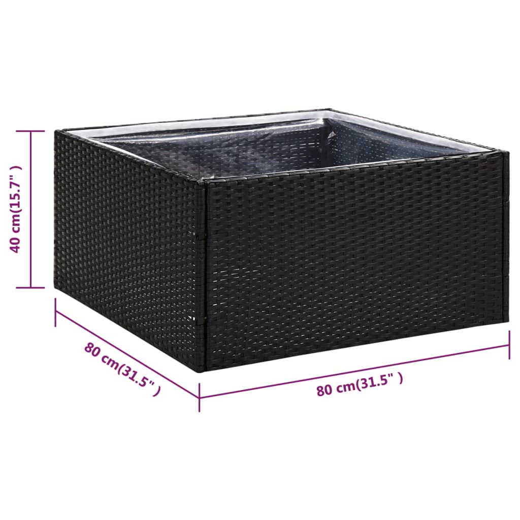 Plantekasse svart 80x80x40 cm polyrotting