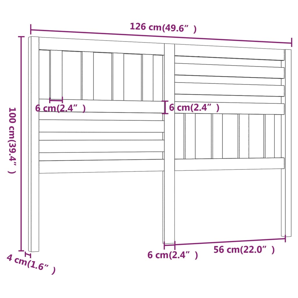 Sengegavl honningbrun 126x4x100 cm heltre furu