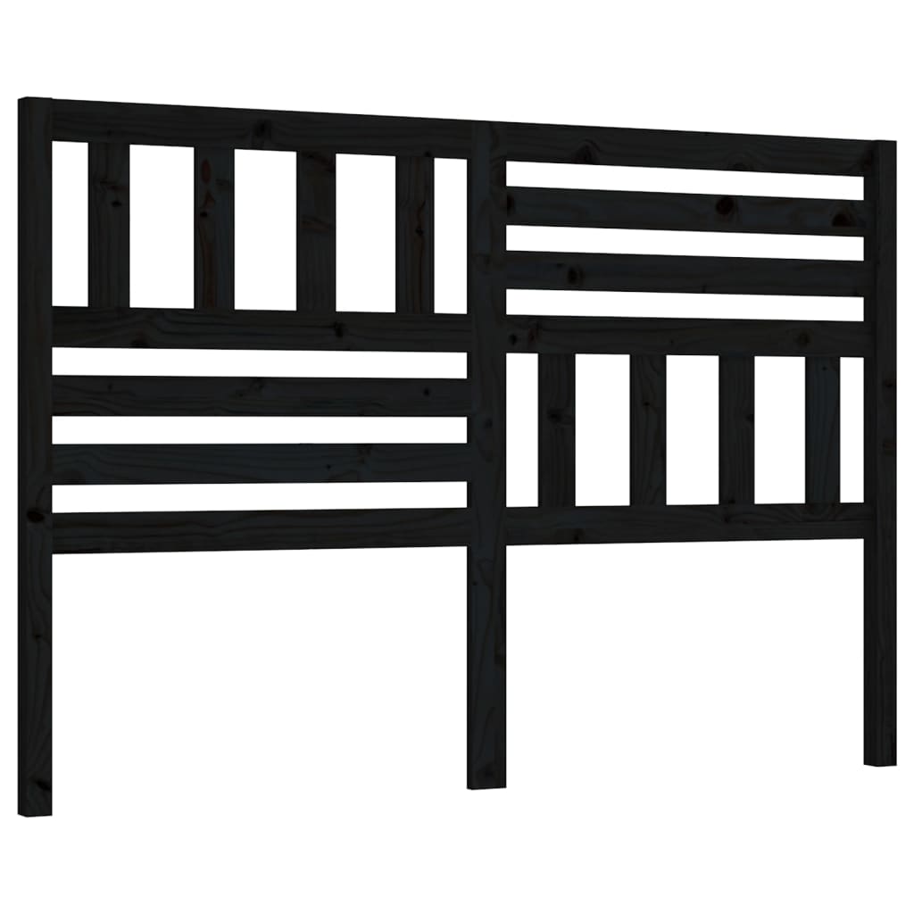 Sengegavl svart 126x4x100 cm heltre furu