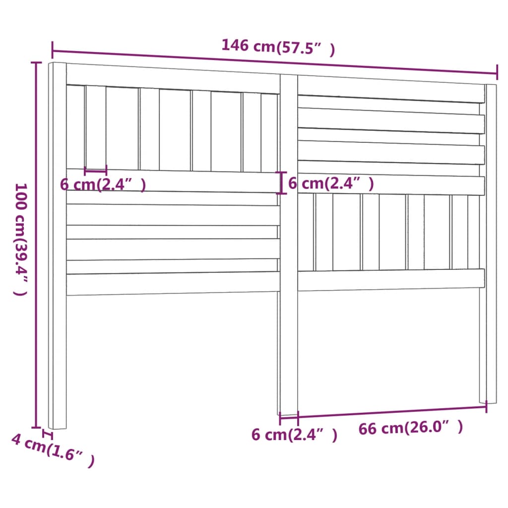 Sengegavl 146x4x100 cm heltre furu