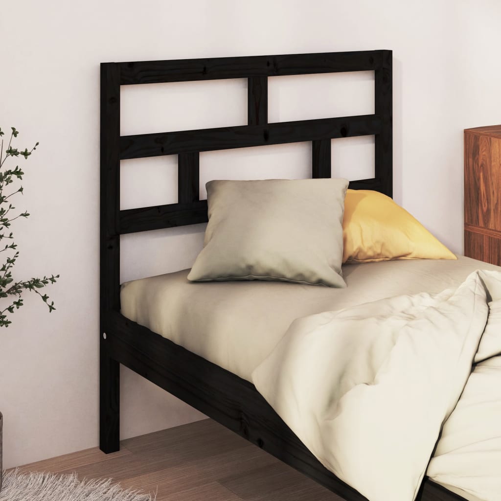 Sengegavl svart 81x4x100 cm heltre furu