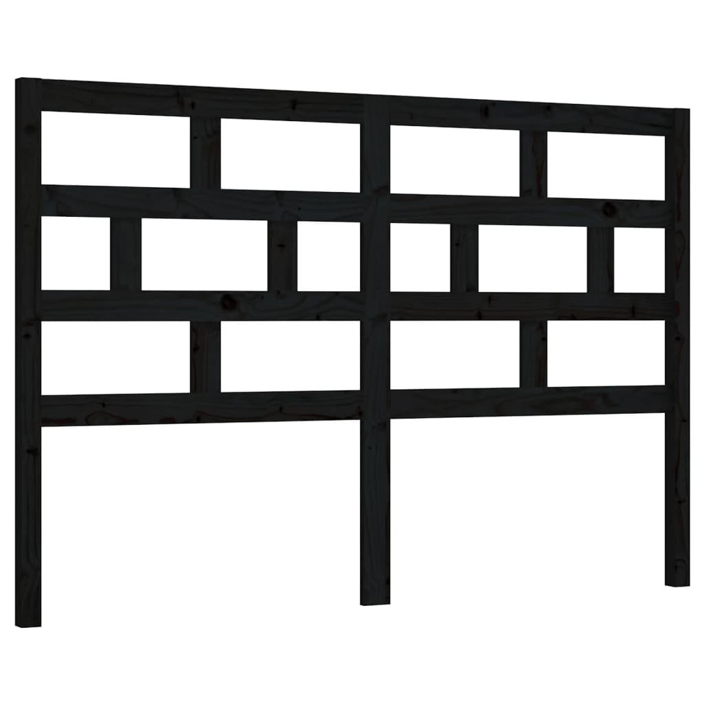 Sengegavl svart 146x4x100 cm heltre furu