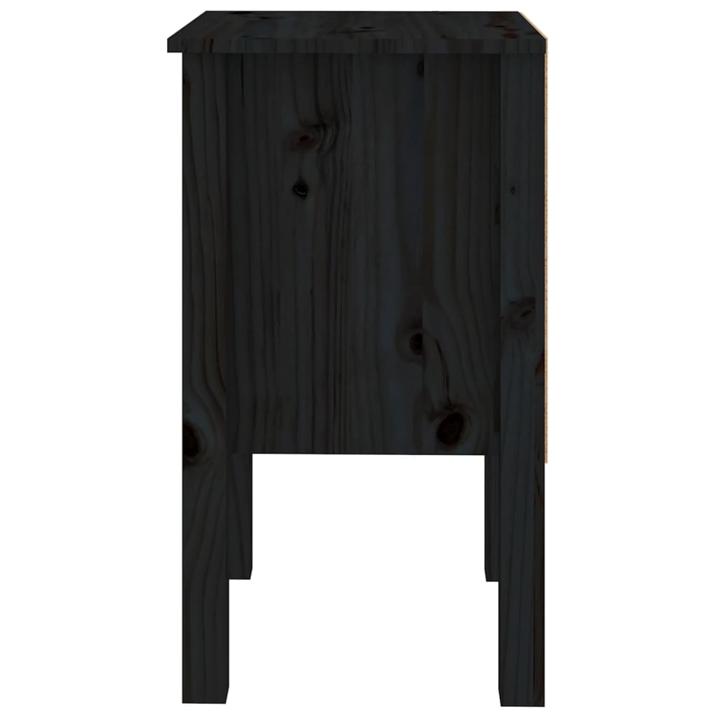 Nattbord 2 stk svart 40x35x61,5 cm heltre furu