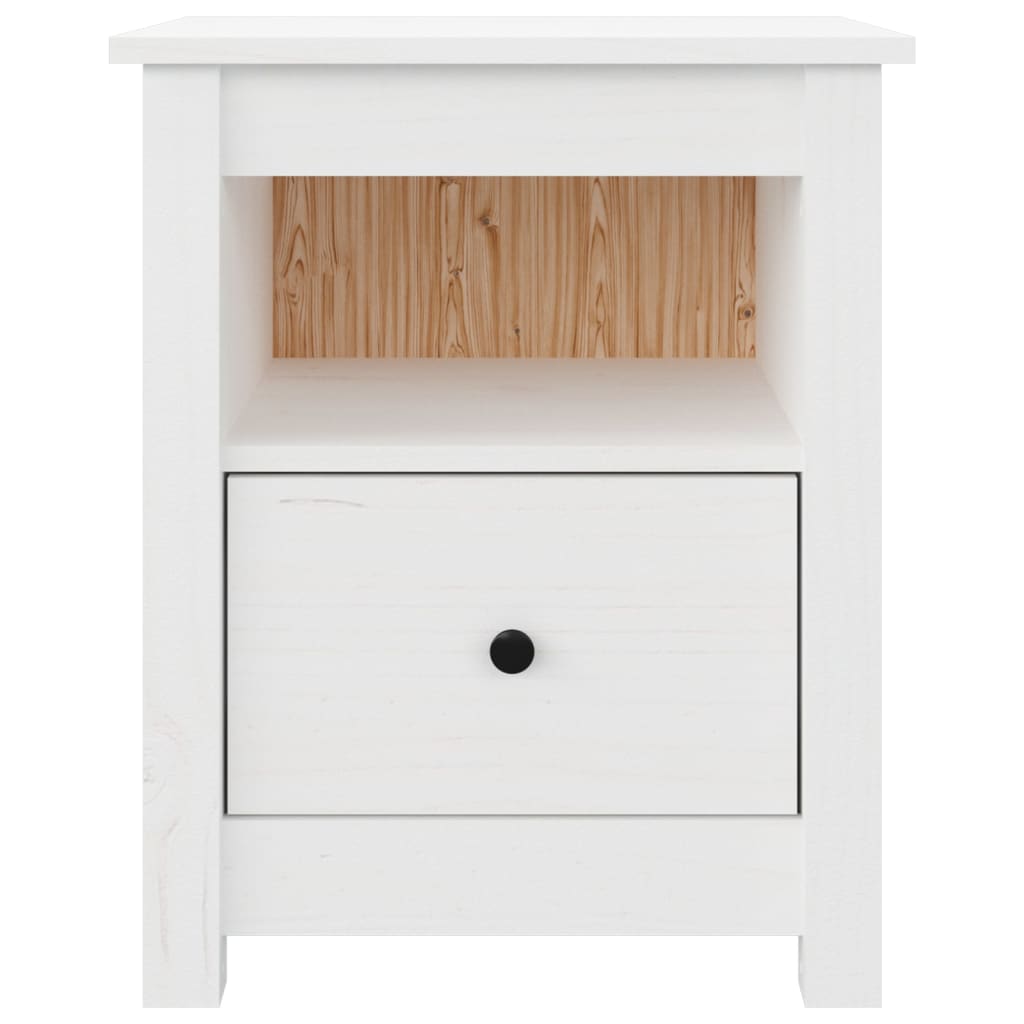 Nattbord hvit 40x35x49 cm heltre furu