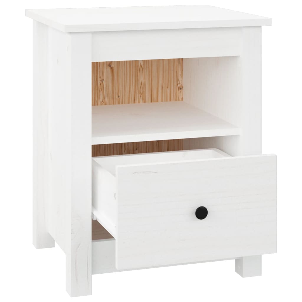 Nattbord hvit 40x35x49 cm heltre furu