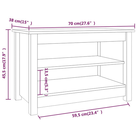 Skobenk svart 70x38x45,5 cm heltre furu