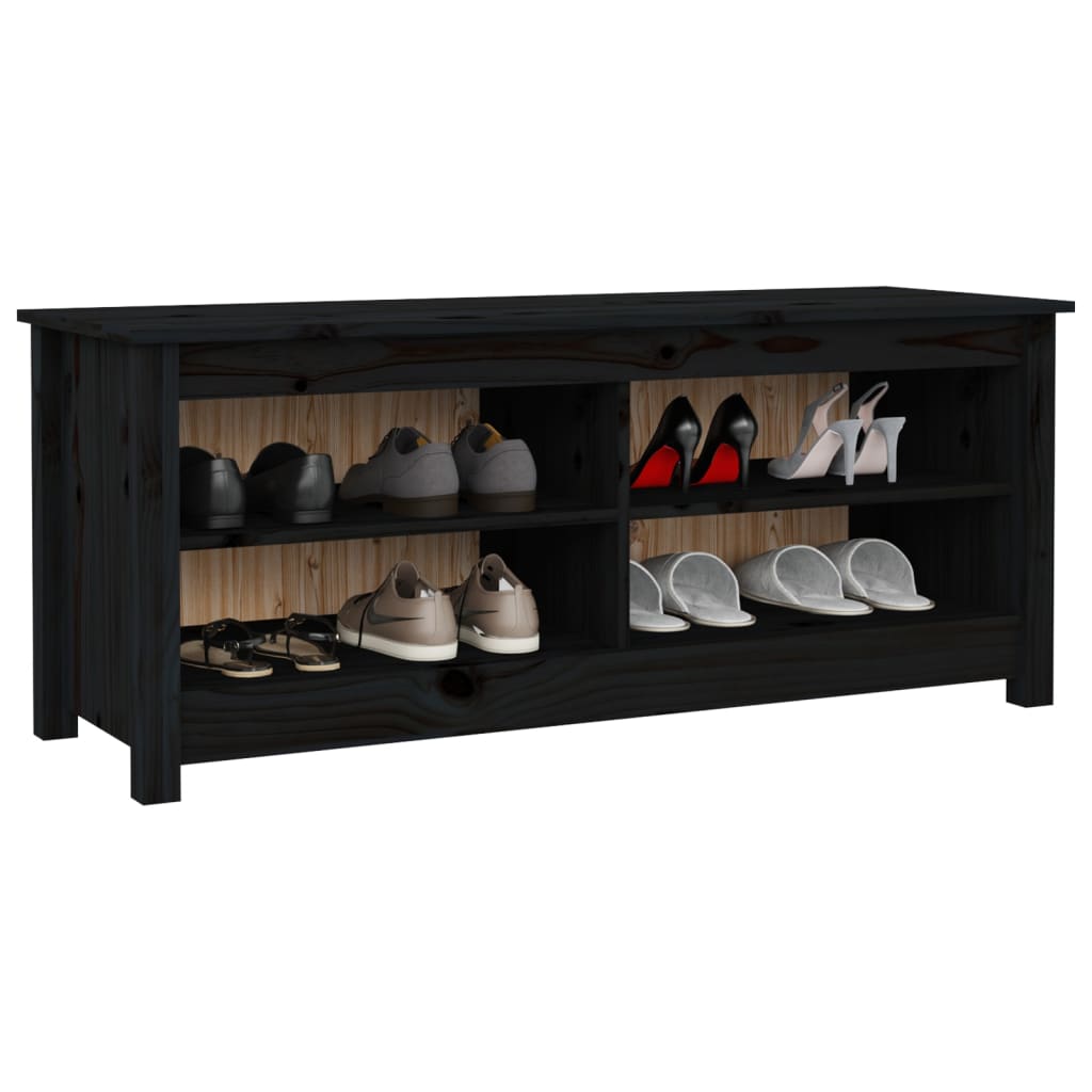 Skobenk svart 110x38x45,5 cm heltre furu