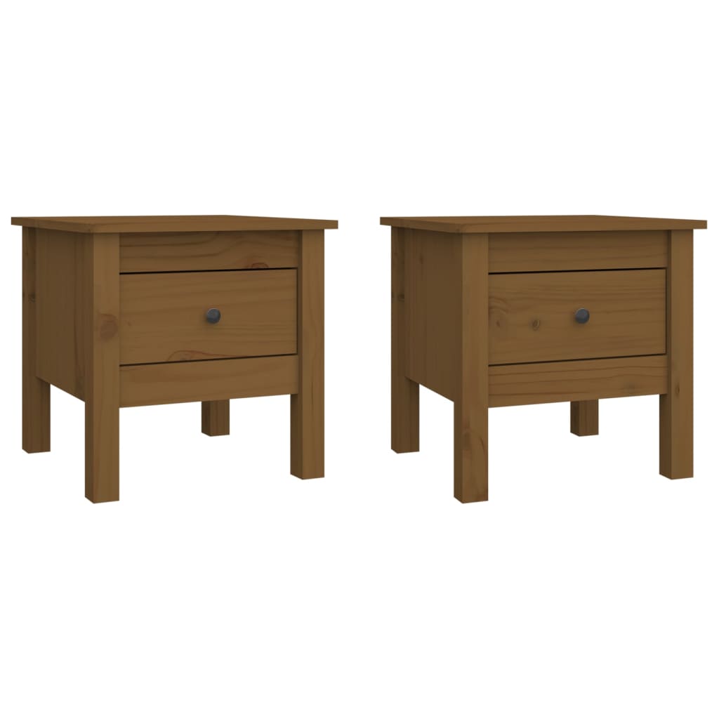 Sidebord 2 stk honningbrun 40x40x39 cm heltre furu