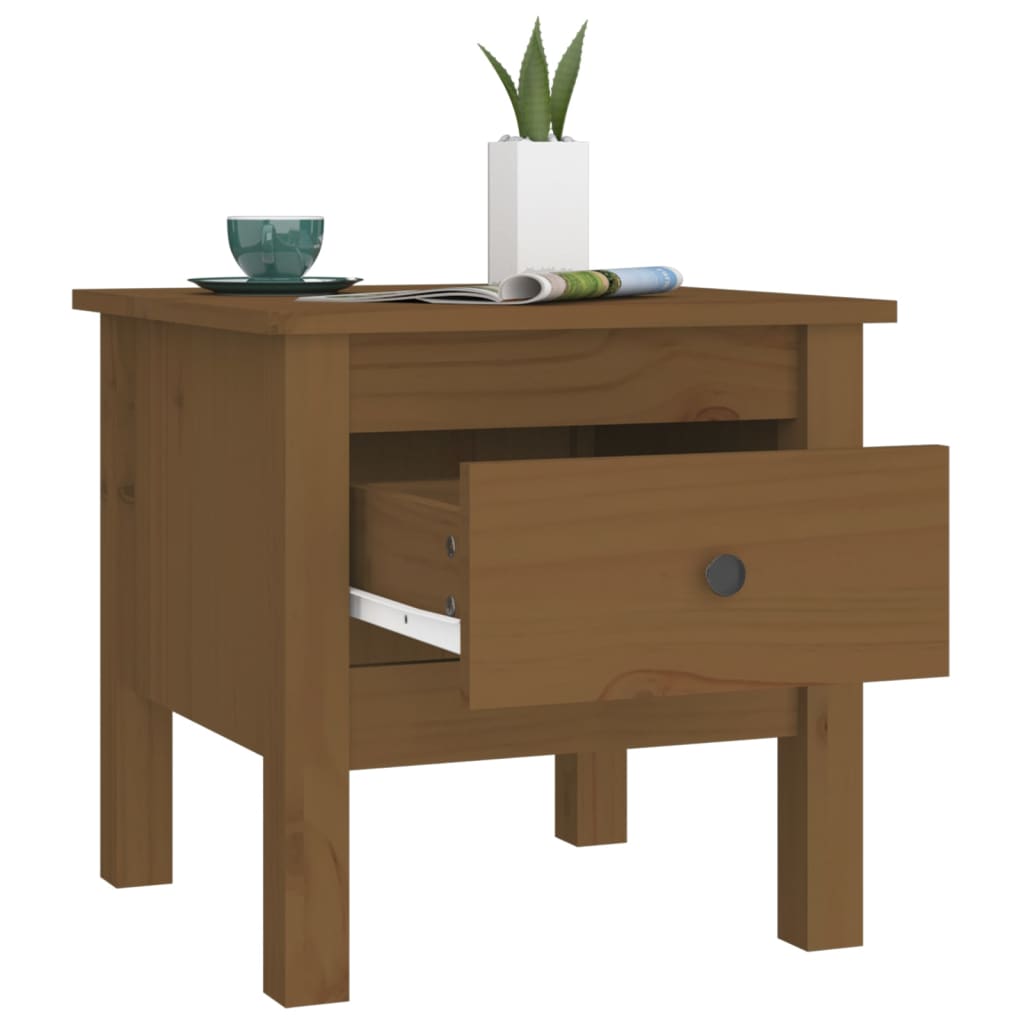 Sidebord 2 stk honningbrun 40x40x39 cm heltre furu