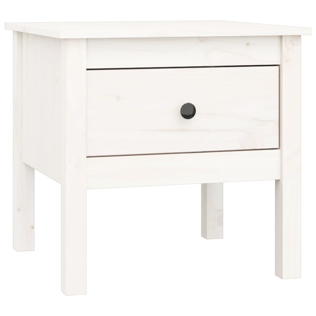 Sidebord 2 stk hvit 50x50x49 cm heltre furu