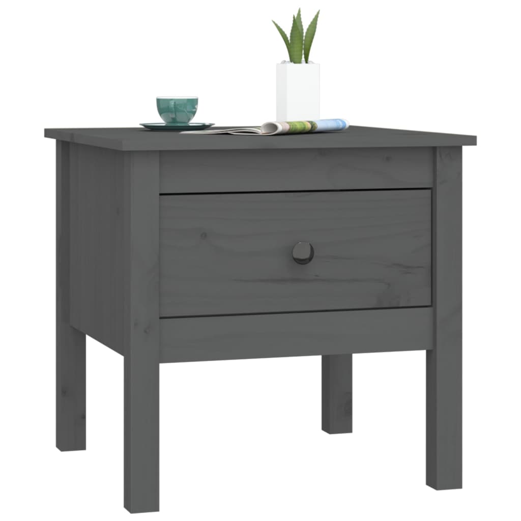 Sidebord 2 stk grå 50x50x49 cm heltre furu