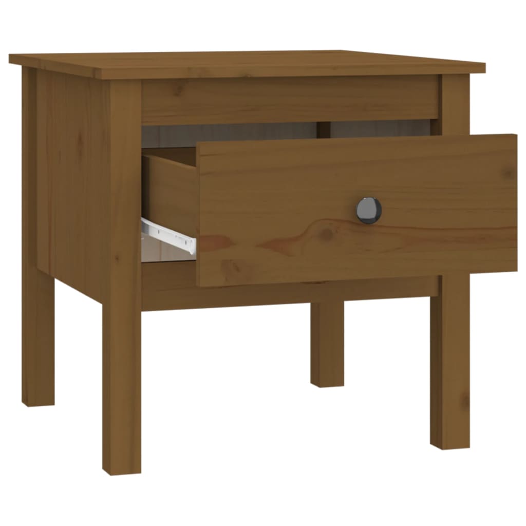 Sidebord honningbrun 50x50x49 cm heltre furu
