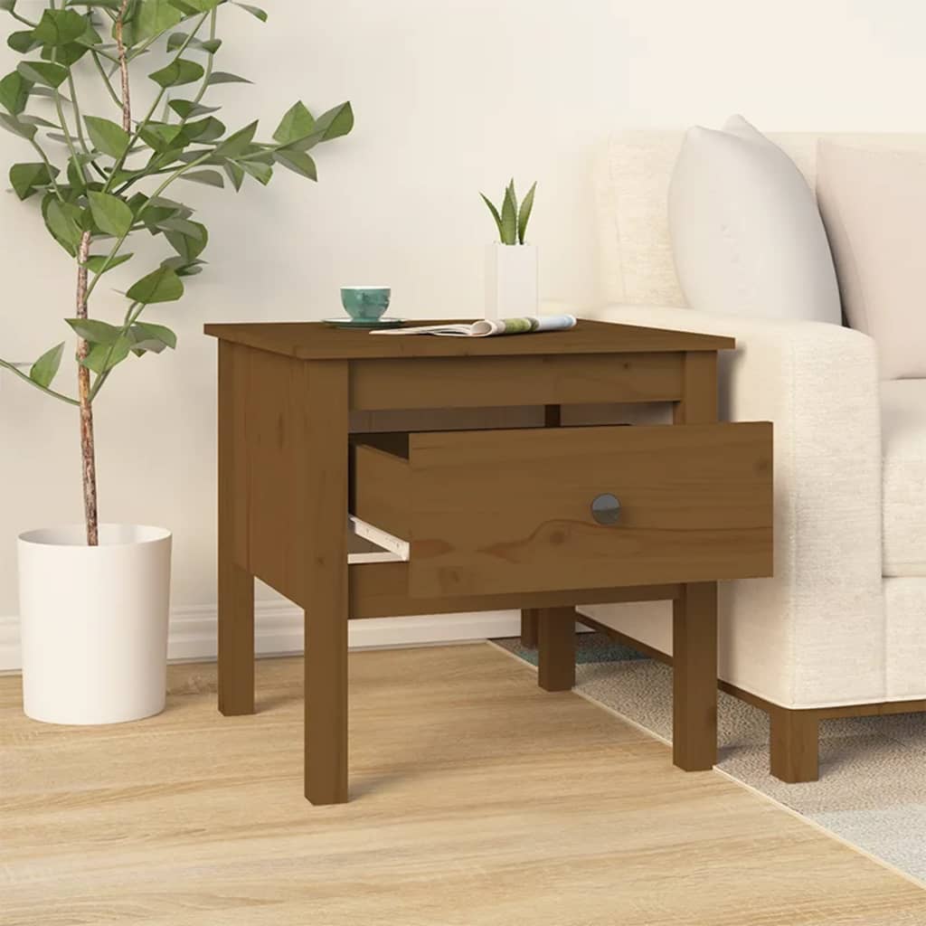 Sidebord 2 stk honningbrun 50x50x49 cm heltre furu