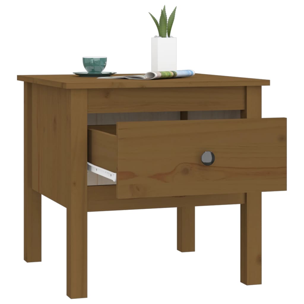 Sidebord 2 stk honningbrun 50x50x49 cm heltre furu