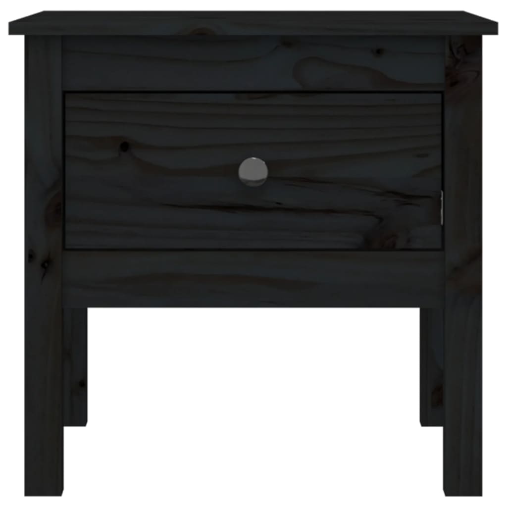 Sidebord 2 stk svart 50x50x49 cm heltre furu
