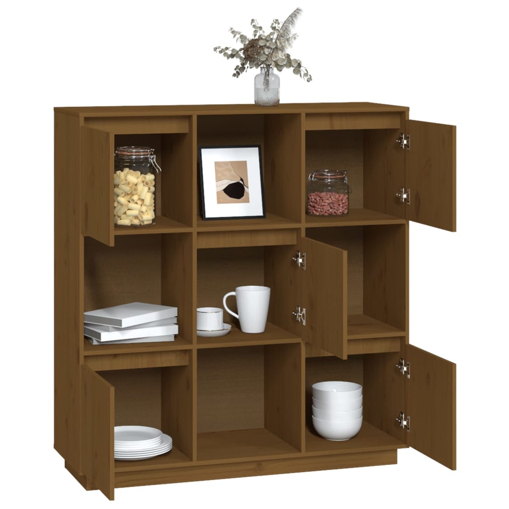 Highboard honningbrun 110,5x35x117 cm heltre furu