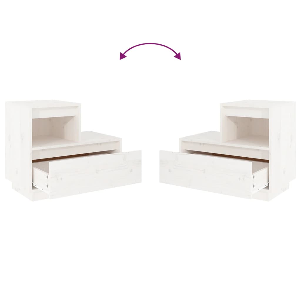 Nattbord hvit 60x34x51 cm heltre furu