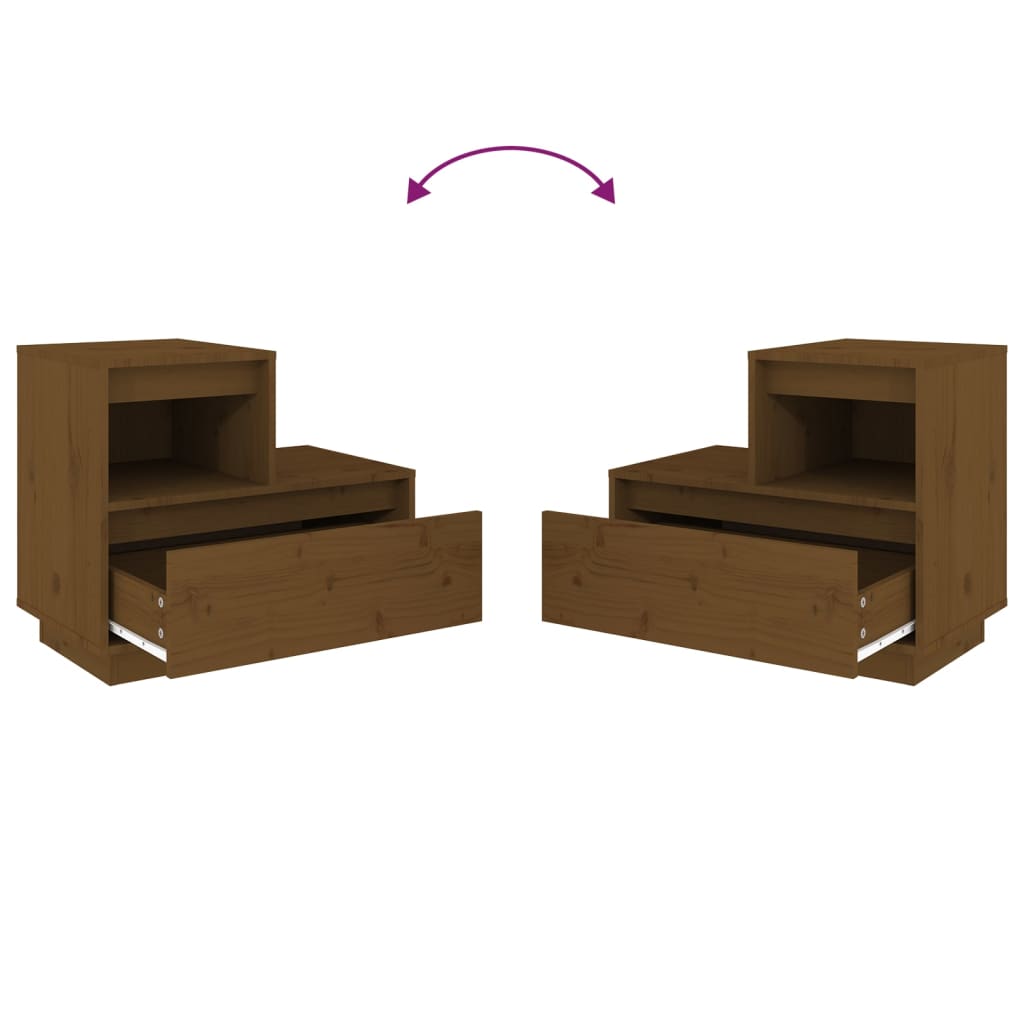 Nattbord 2 stk honningbrun 60x34x51 cm heltre furu