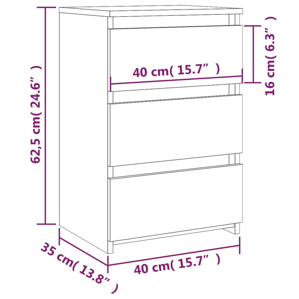 Nattbord røkt eik 40x35x62,5 cm konstruert tre