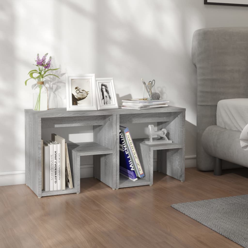 Nattbord 2 stk grå sonoma 40x30x40 cm konstruert tre