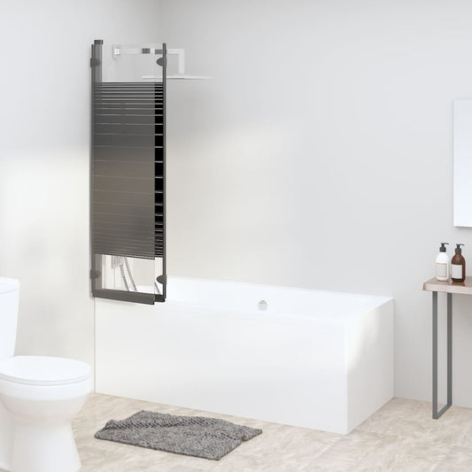 Leddet dusjdør med 3 paneler 130x130 cm ESG svart