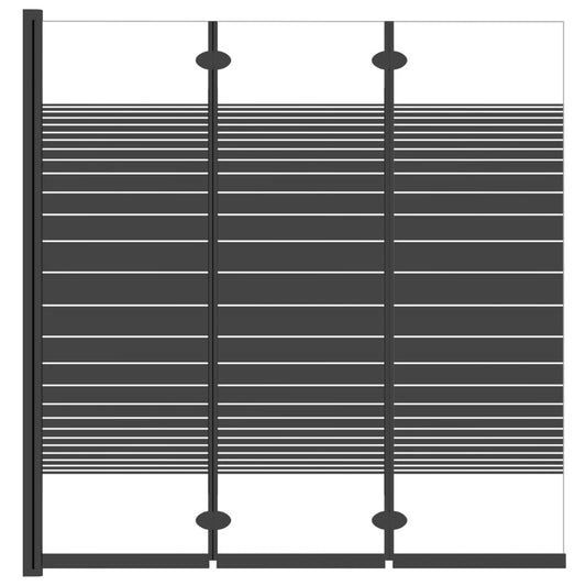 Leddet dusjdør med 3 paneler 130x130 cm ESG svart