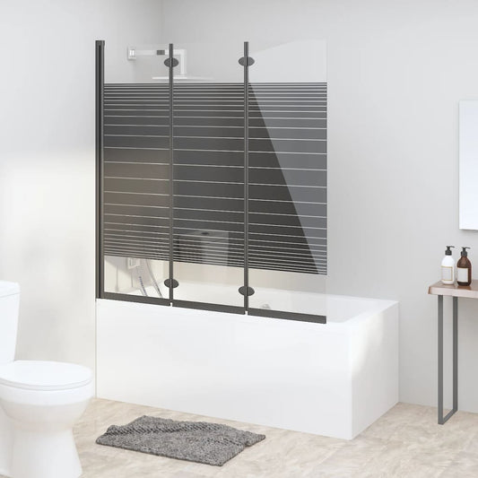 Leddet dusjdør med 3 paneler 130x130 cm ESG svart