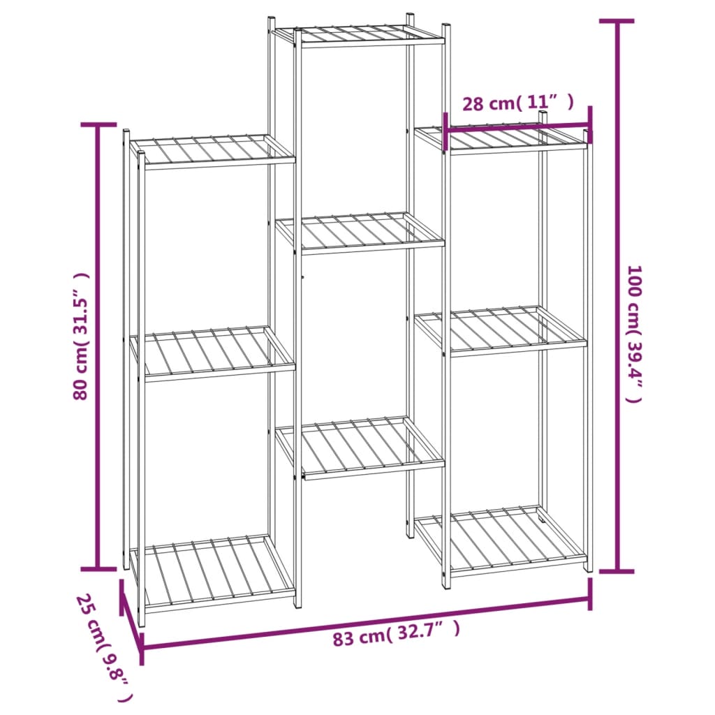 Blomsterstativ 83x25x100 cm svart jern