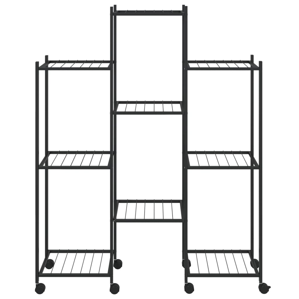 Blomsterstativ med hjul 83x25x103,5 cm svart jern