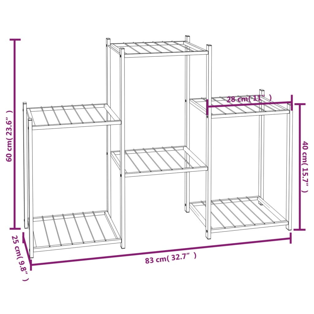 Blomsterstativ 83x25x60 cm svart jern