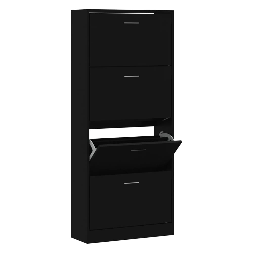Skoskap svart 63x24x147 cm konstruert tre
