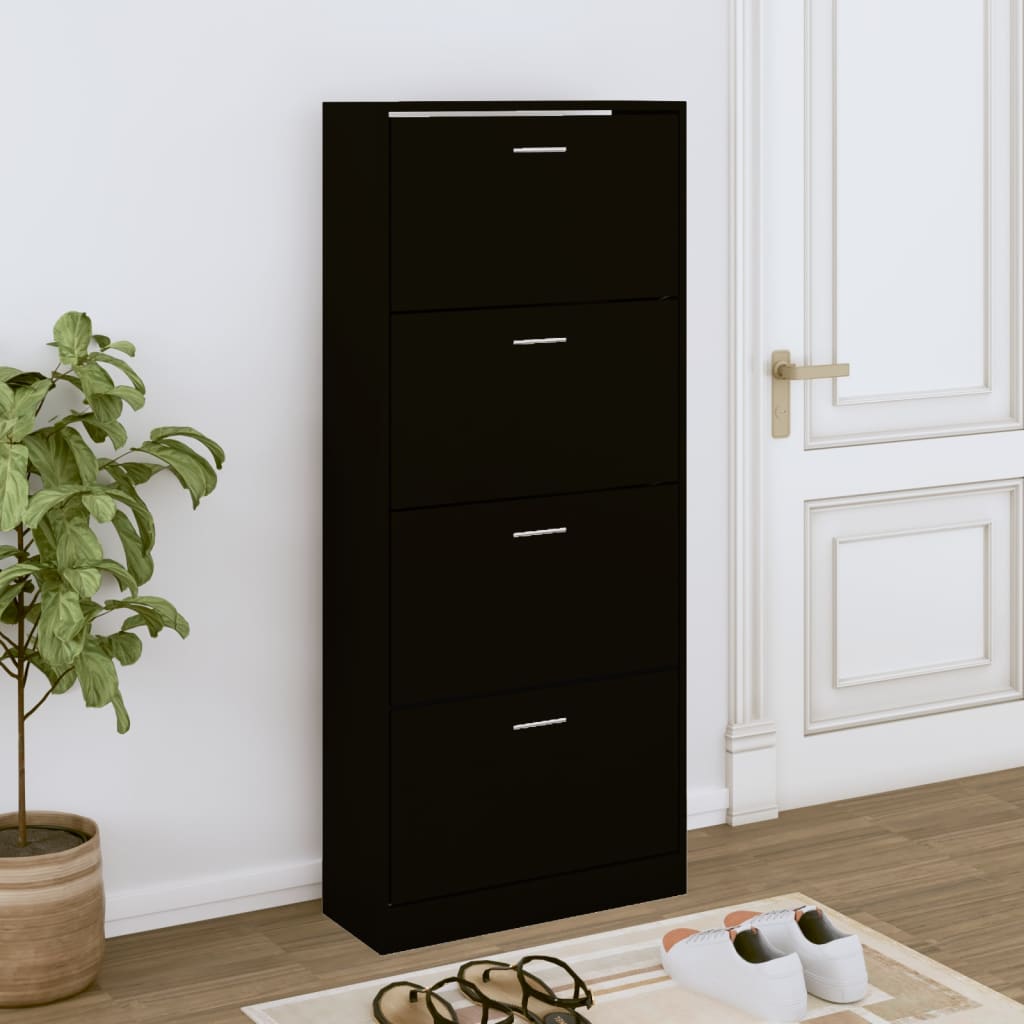 Skoskap svart 63x24x147 cm konstruert tre