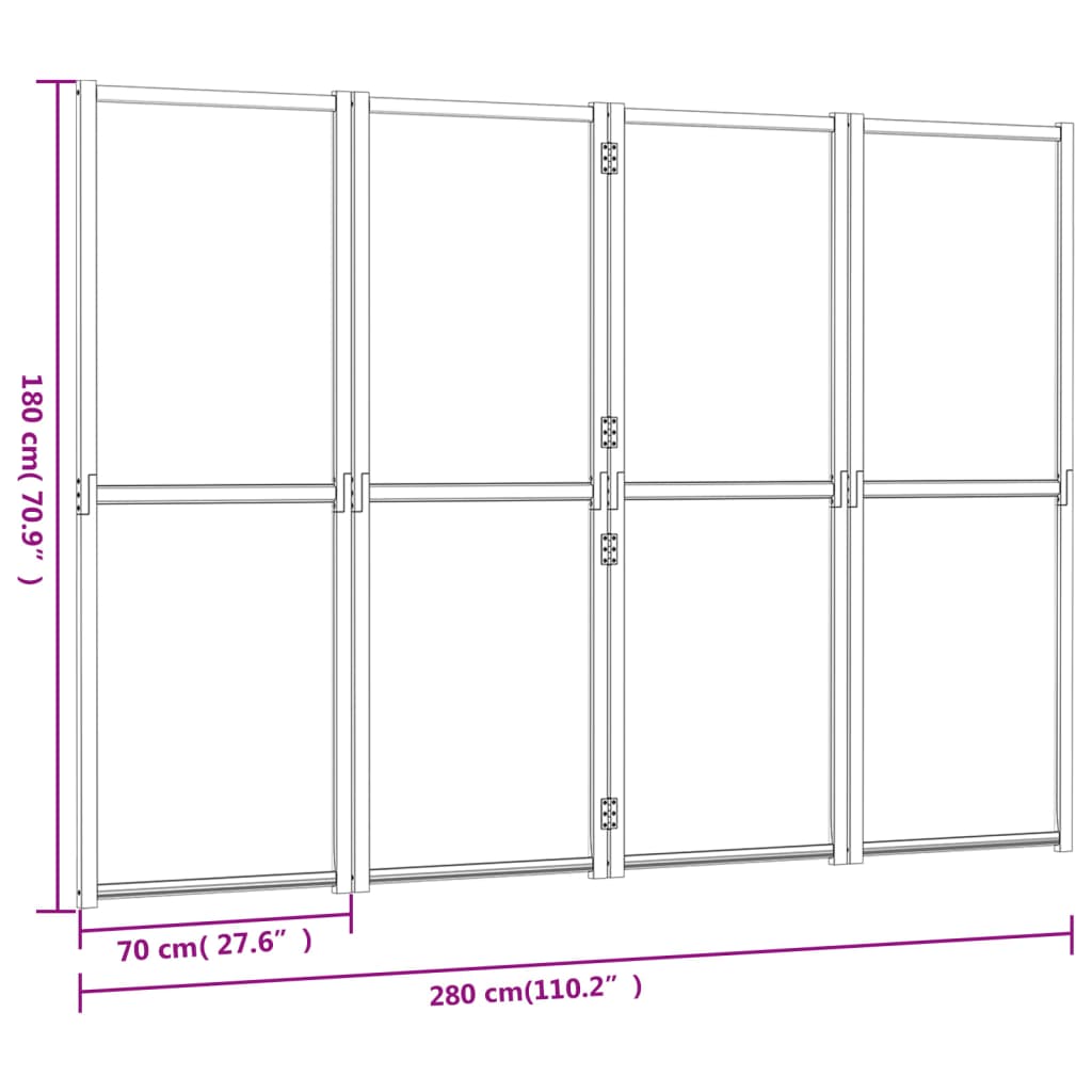 Romdeler 4 paneler svart 280x180 cm