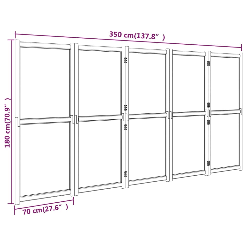 Romdeler 5 paneler svart 350x180 cm