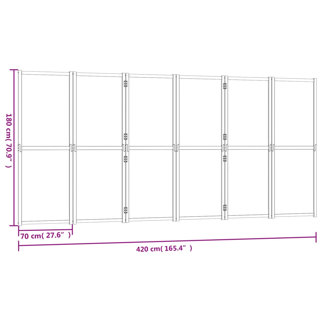 Romdeler 6 paneler kremhvit 420x180 cm