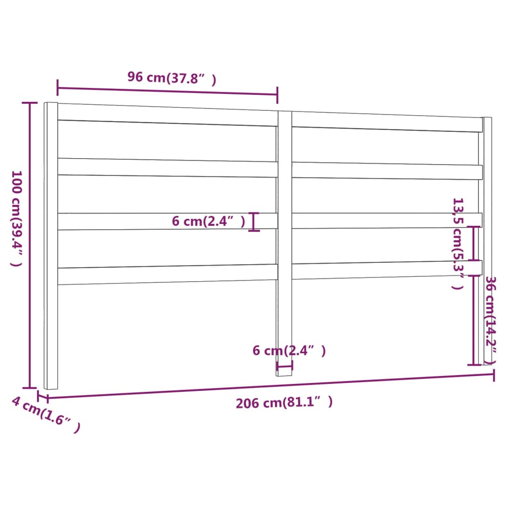 Sengegavl honningbrun 206x4x100 cm heltre furu