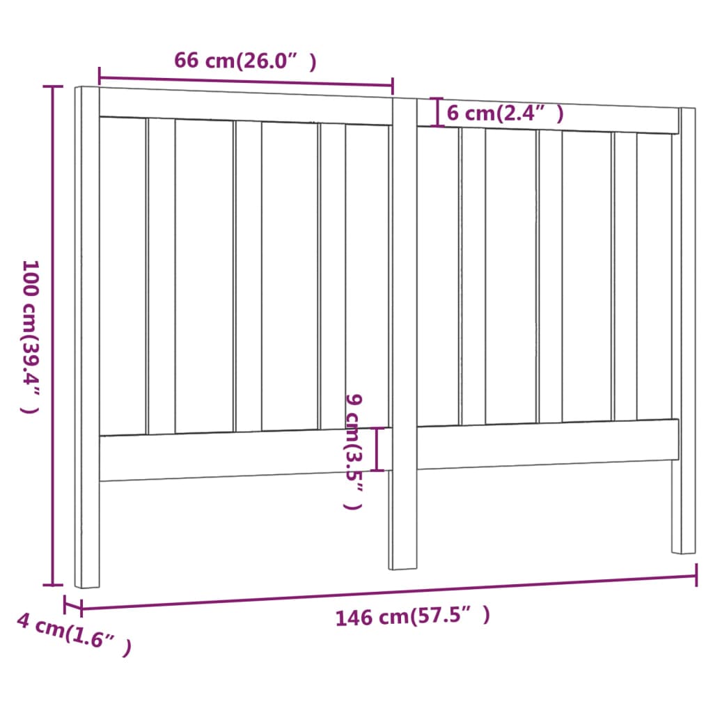 Sengegavl honningbrun 146x4x100 cm heltre furu