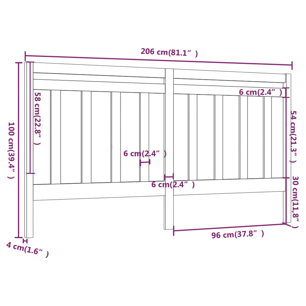 Sengegavl honningbrun 206x4x100 cm heltre furu