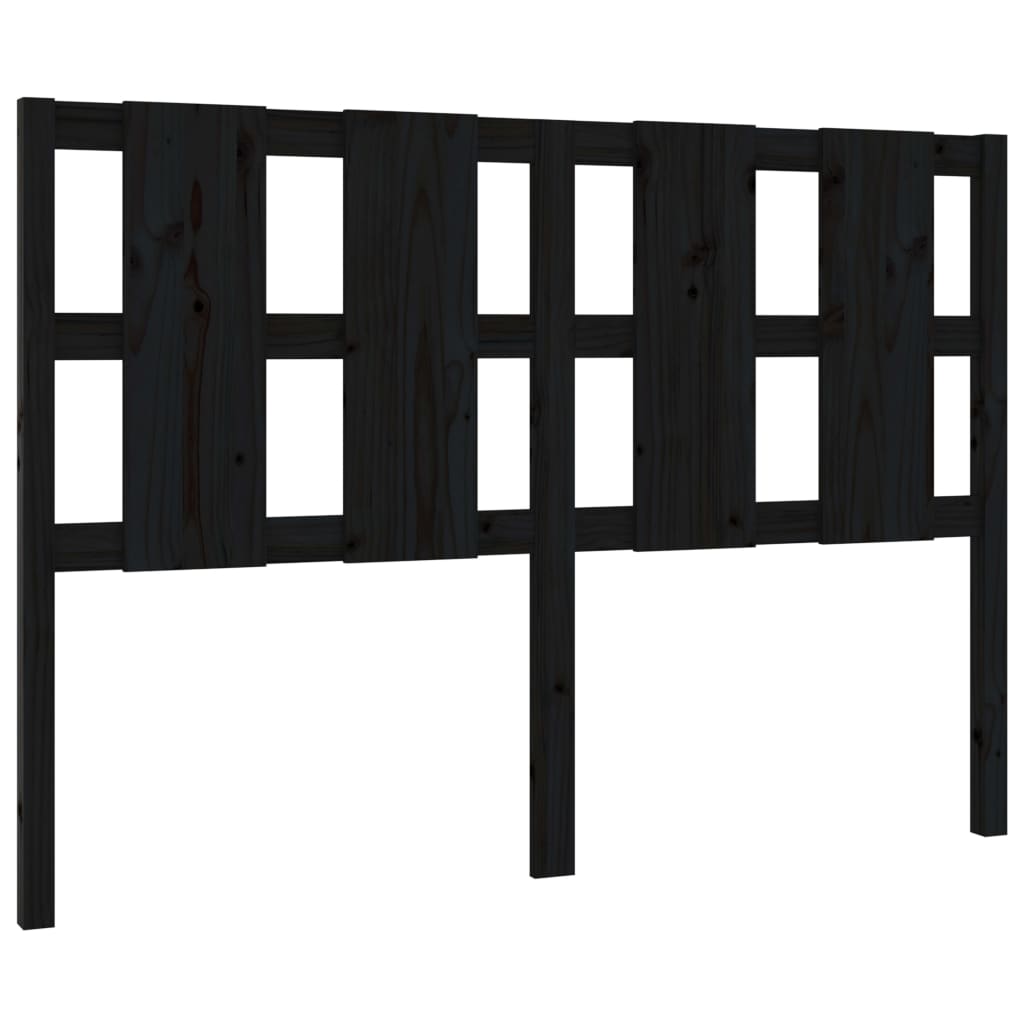 Sengegavl svart 125,5x4x100 cm heltre furu