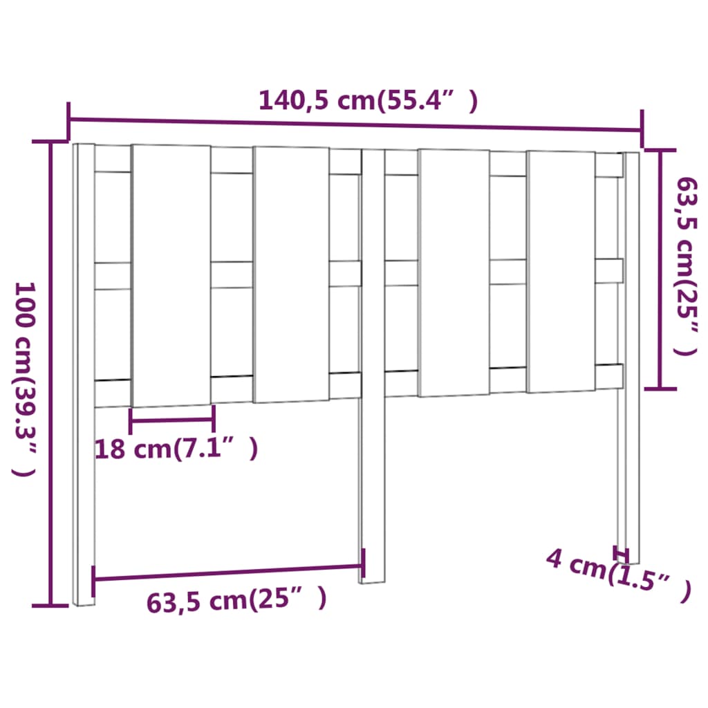 Sengegavl honningbrun 140,5x4x100 cm heltre furu