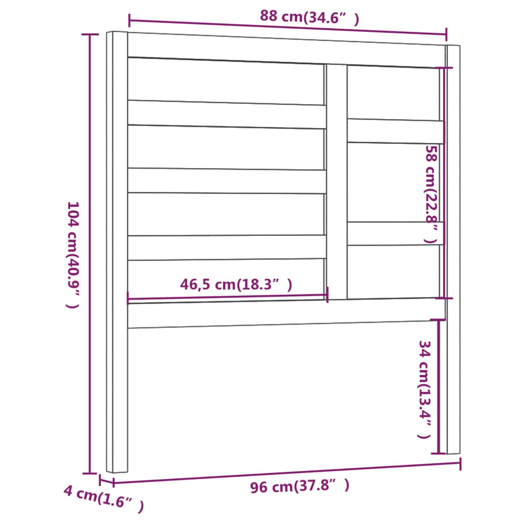 Sengegavl honningbrun 96x4x104 cm heltre furu