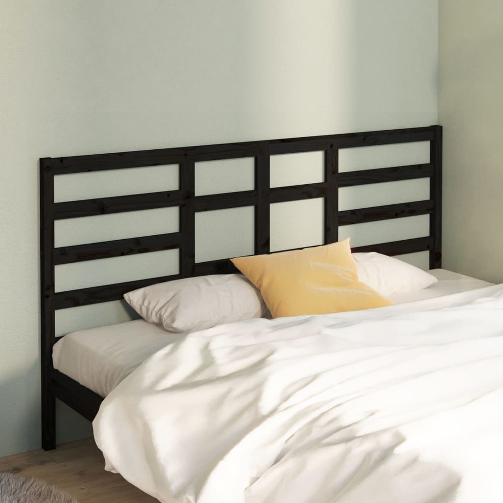 Sengegavl svart 206x4x104 cm heltre furu