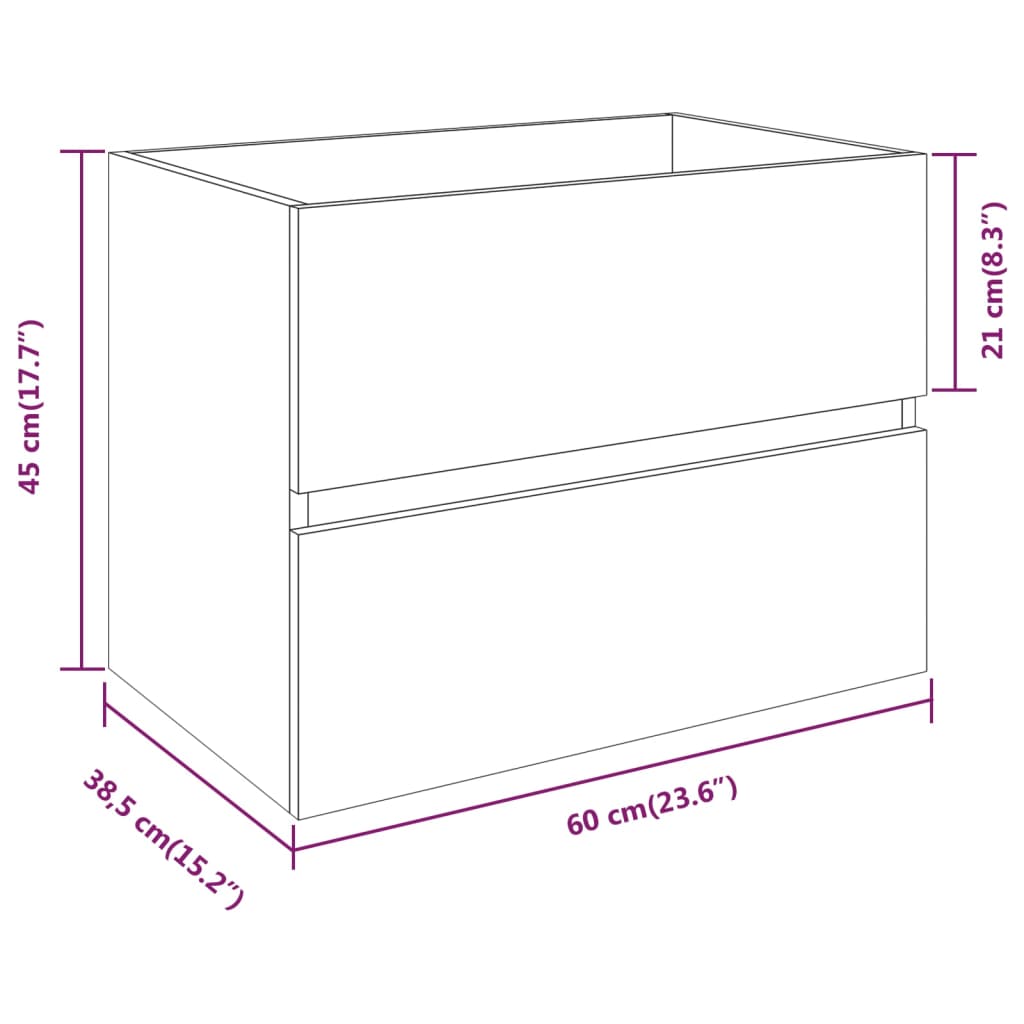 Servantskap røkt eik 60x38,5x45 cm konstruert tre