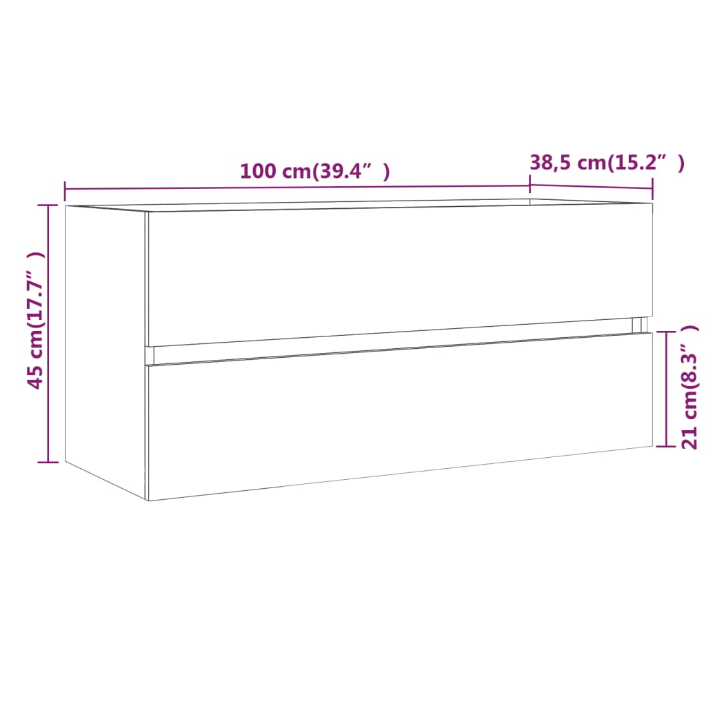 Servantskap røkt eik 100x38,5x45 cm konstruert tre