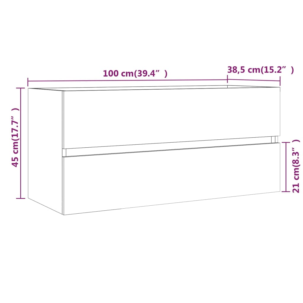 Servantskap brun eik 100x38,5x45 cm konstruert tre