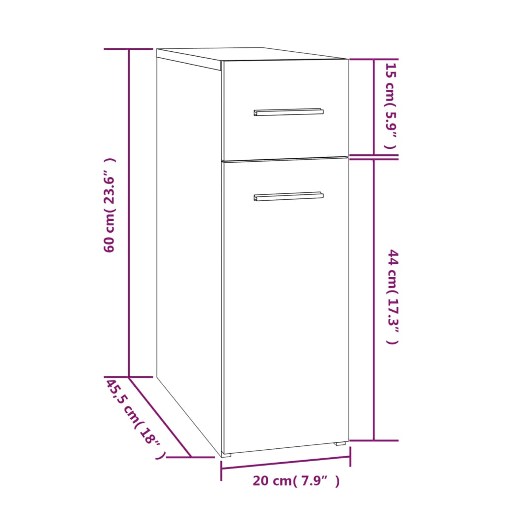 Apotekskap røkt eik 20x45,5x60 cm konstruert tre