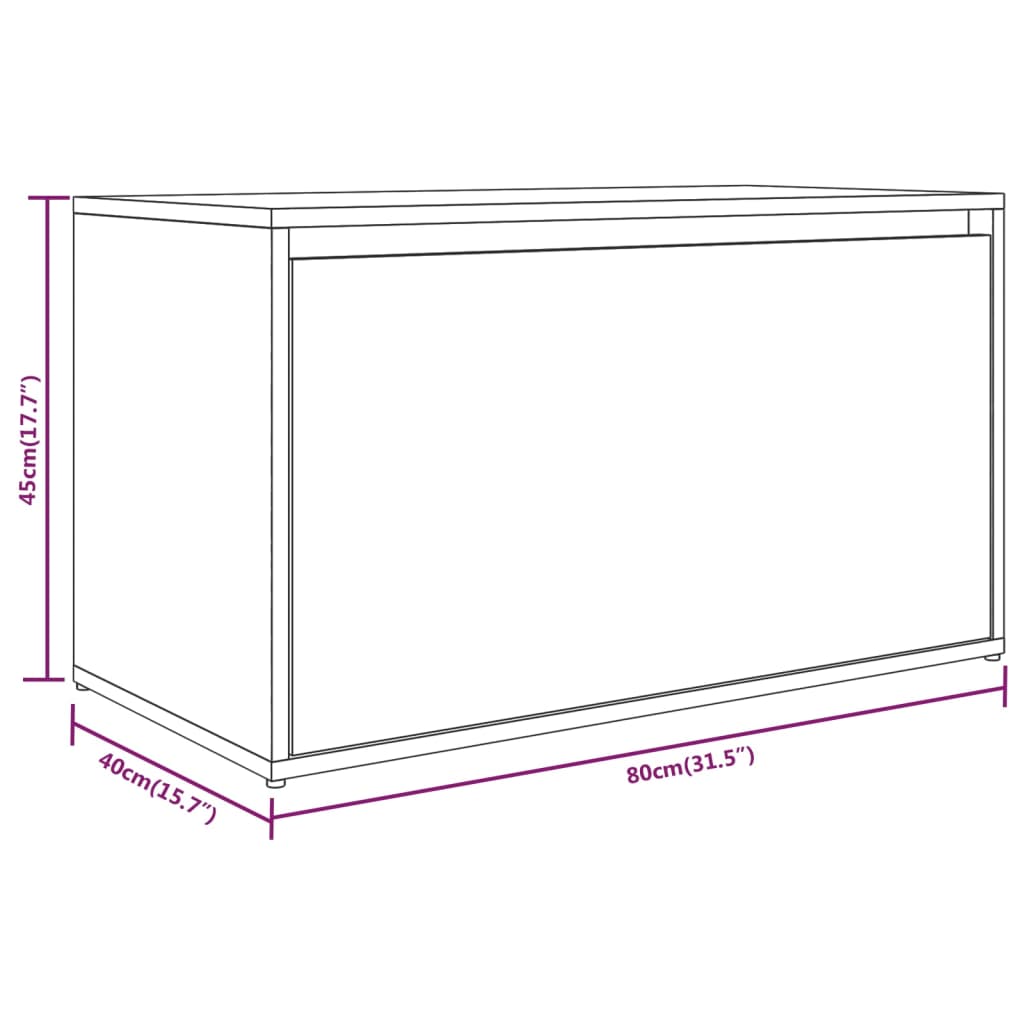 Gangbenk 80x40x45 cm røkt eik konstruert tre