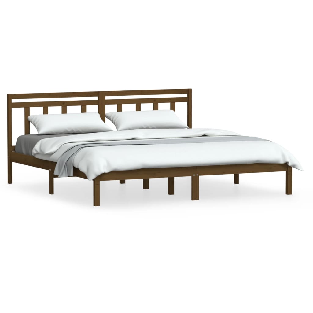 Sengeramme honningbrun heltre furu 200x200 cm