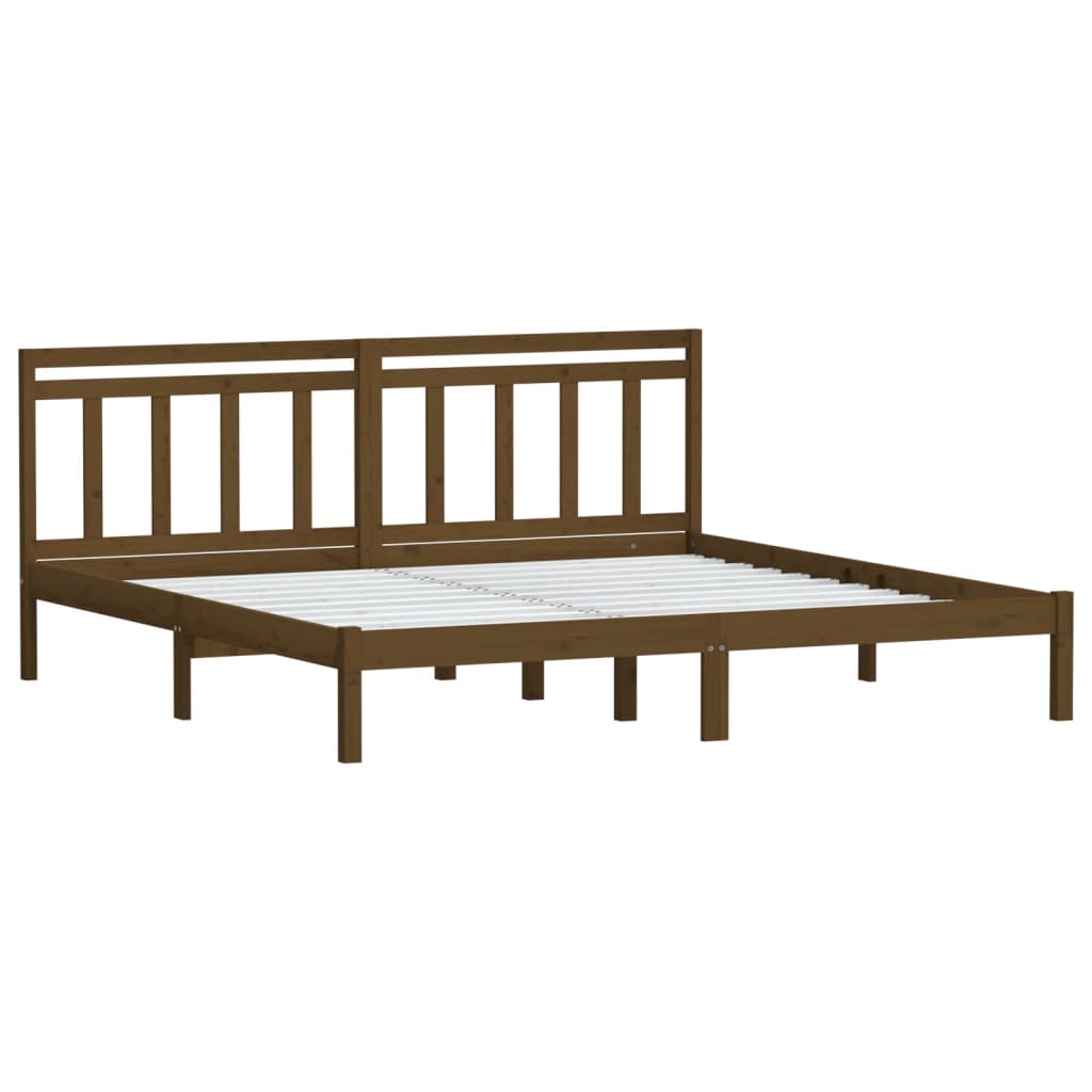 Sengeramme honningbrun heltre furu 200x200 cm
