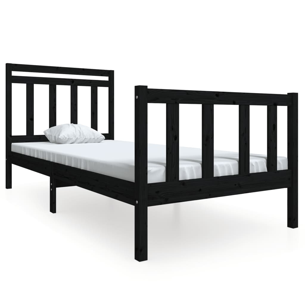 Sengeramme svart heltre 100x200 cm